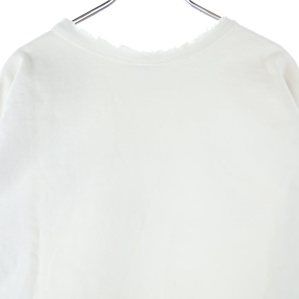 SAINT MICHAEL(セントマイケル) 25SS ×BerBerjin BJ CREW NECK SWEAT ベルベルジン フロント染み込みプリント ダメージ加工 クルーネックスウェット ホワイト SM-HR8-0000-C38