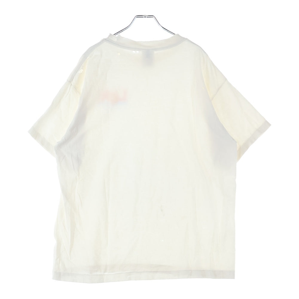 SAINT MICHAEL(セントマイケル) 25SS SS TEE LOVE ダメージ加工 フロントプリントTシャツ 半袖クルーネックカットソー ホワイト SM-HR8-0000-024