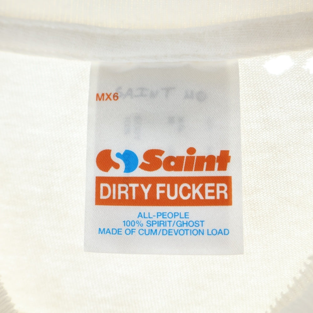 SAINT MICHAEL(セントマイケル) 25SS SS TEE LOVE ダメージ加工 フロントプリントTシャツ 半袖クルーネックカットソー ホワイト SM-HR8-0000-024