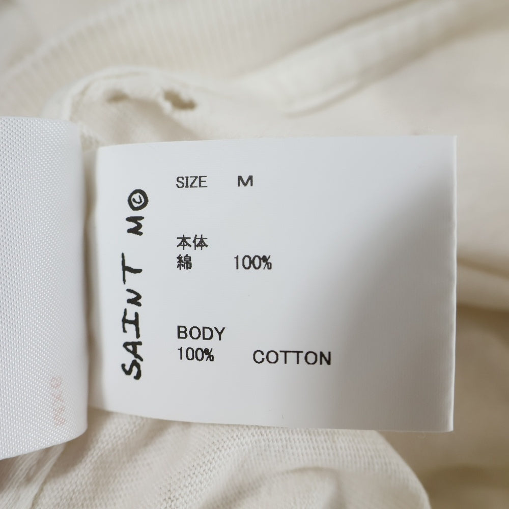 SAINT MICHAEL(セントマイケル) 25SS SS TEE LOVE ダメージ加工 フロントプリントTシャツ 半袖クルーネックカットソー ホワイト SM-HR8-0000-024