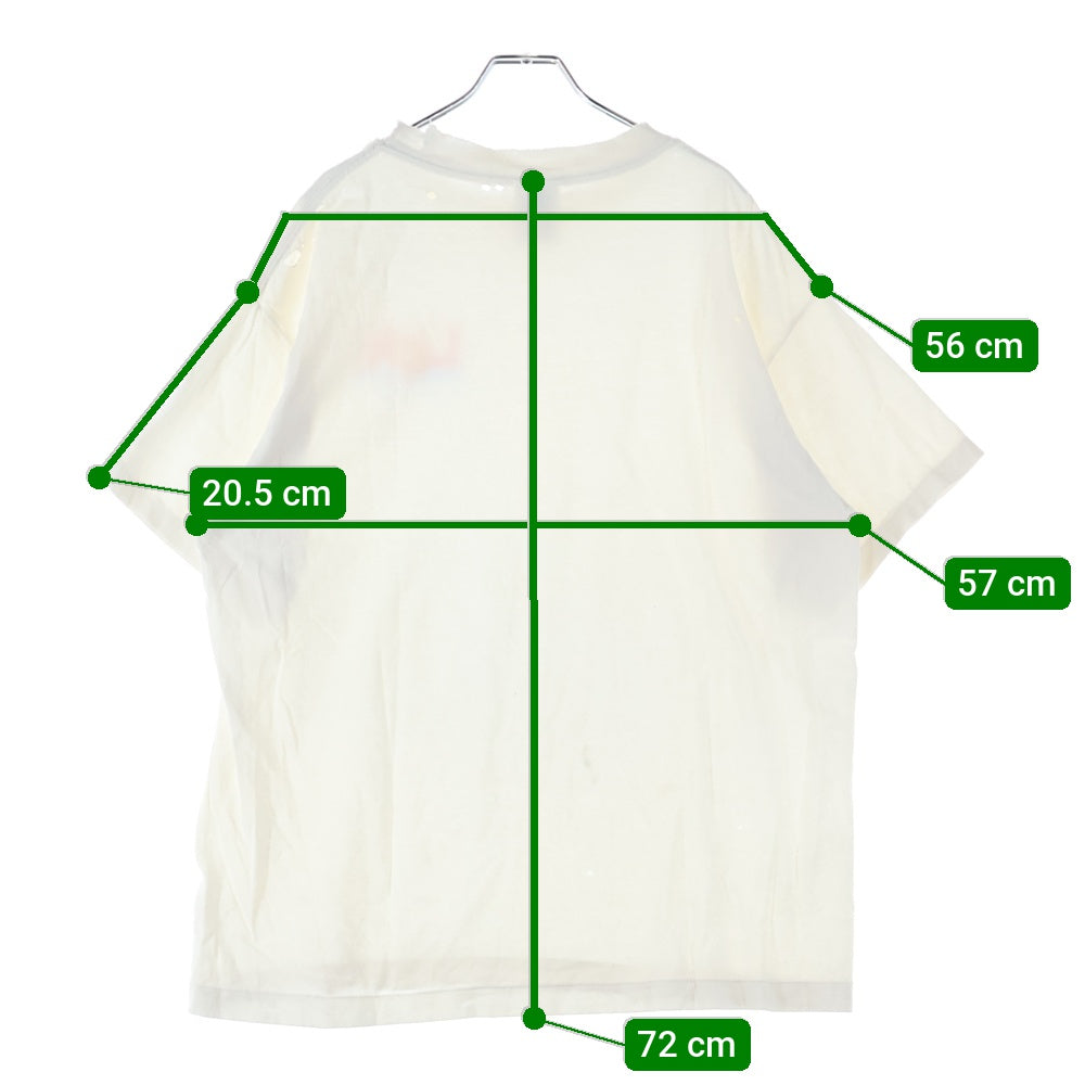 SAINT MICHAEL(セントマイケル) 25SS SS TEE LOVE ダメージ加工 フロントプリントTシャツ 半袖クルーネックカットソー ホワイト SM-HR8-0000-024