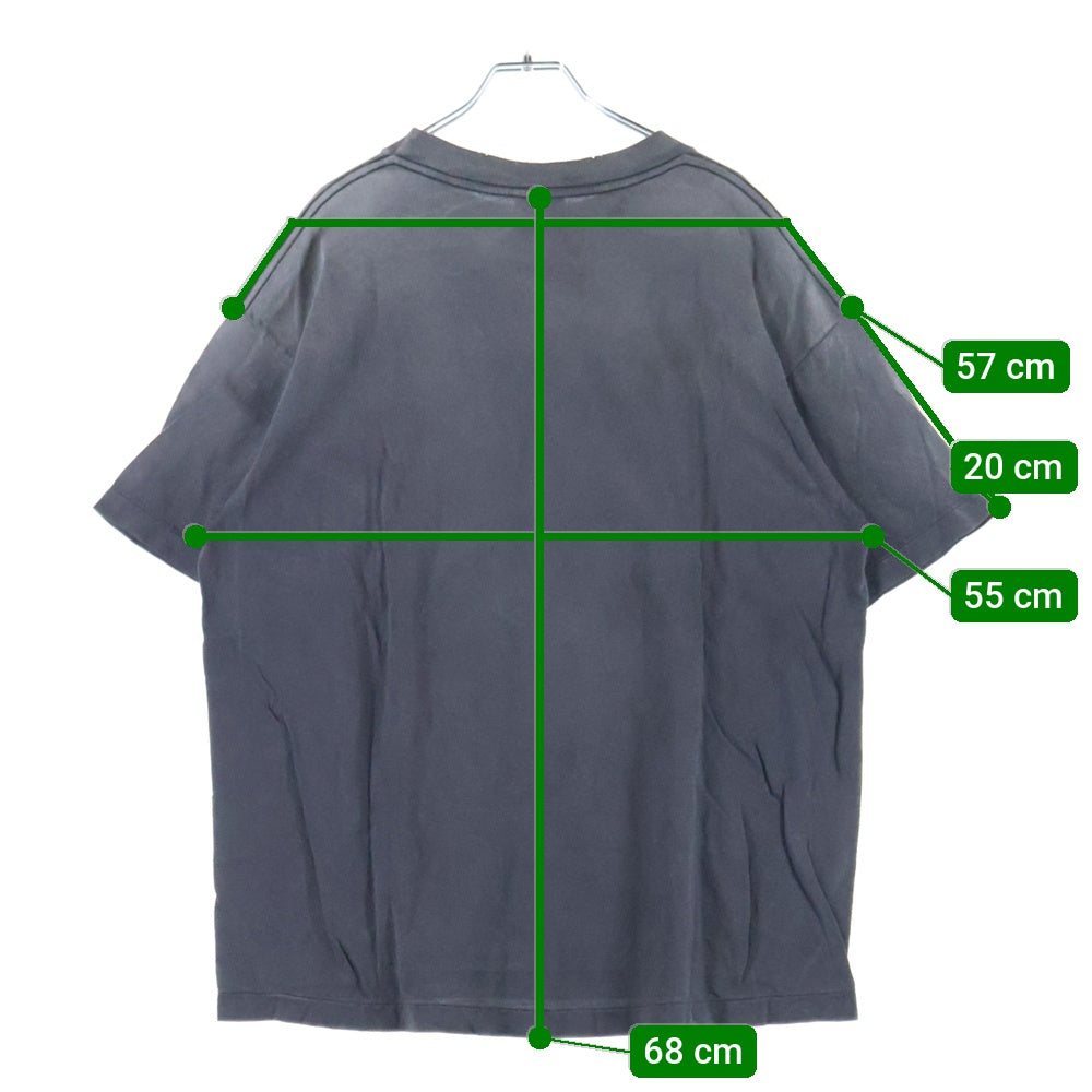 SAINT MICHAEL(セントマイケル) 25SS SS TEE SAINT ALPHA セントアルファ ヴィンテージ加工 フロントプリントTシャツ 半袖クルーネックカットソー グレー SM-HR1-0000-012