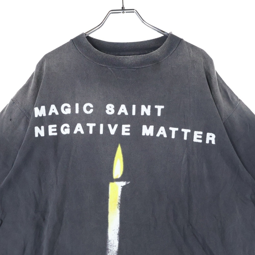 SAINT MICHAEL(セントマイケル) 25SS SS TEE CANDLE 加工 両面プリントTシャツ 半袖クルーネックカットソー グレー SM-HR8-0000-008