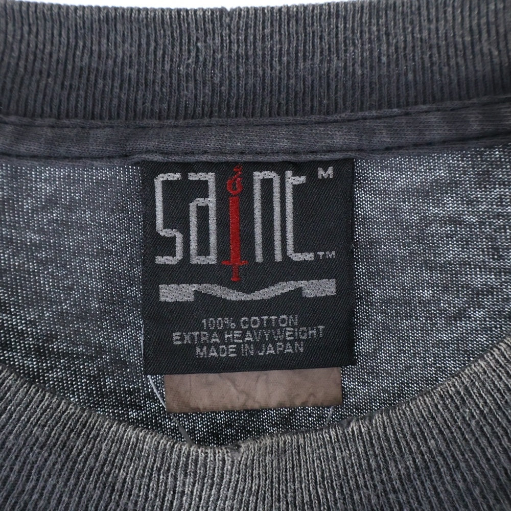 SAINT MICHAEL(セントマイケル) 25SS SS TEE CANDLE 加工 両面プリントTシャツ 半袖クルーネックカットソー グレー SM-HR8-0000-008