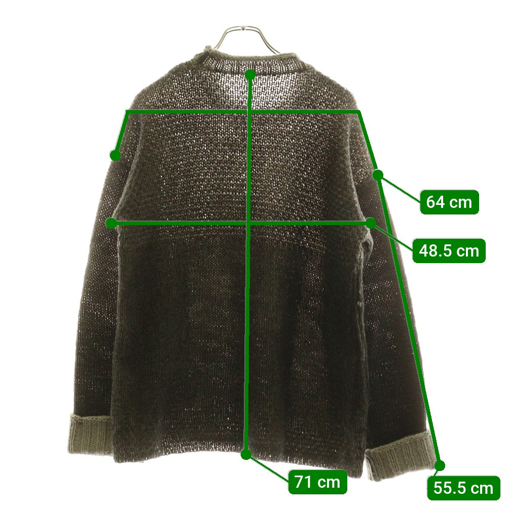 ISAMU KATAYAMA BACKLASH(イサムカタヤマバックラッシュ) 22AW LOOSEY KNIT PULLOVER PIGMENT DYED ルーズフィット ピグメントダイ プルオーバーニットセーター グレー KN-773-01