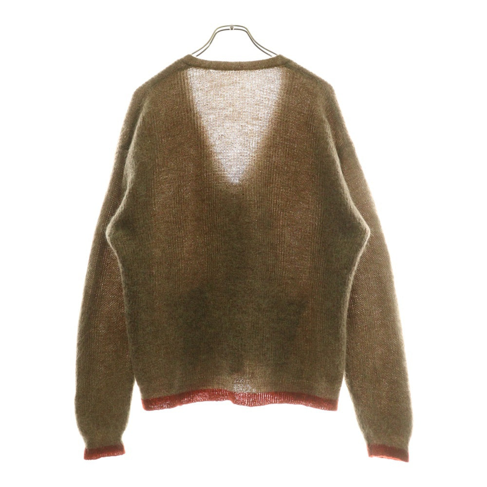 ISAMU KATAYAMA BACKLASH(イサムカタヤマバックラッシュ) モヘアニット ラインジップカーディガン ブラウン KN-775-02