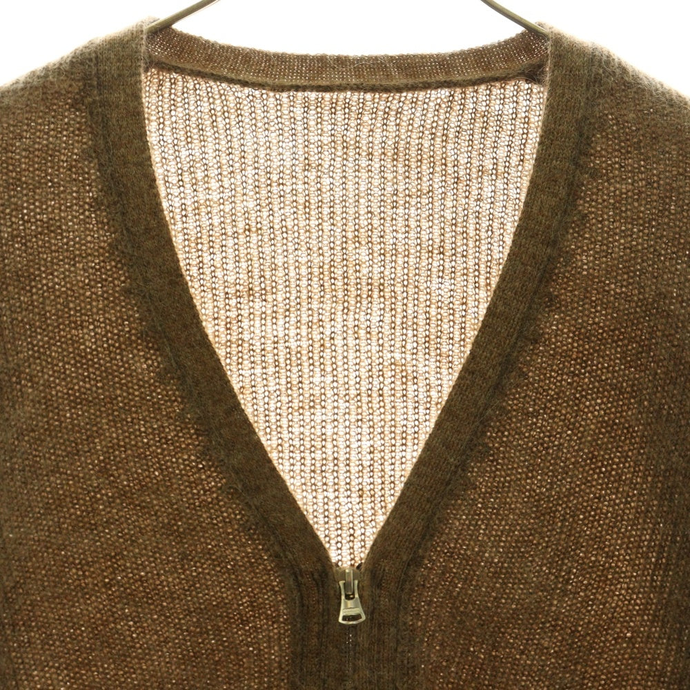 ISAMU KATAYAMA BACKLASH(イサムカタヤマバックラッシュ) モヘアニット ラインジップカーディガン ブラウン KN-775-02