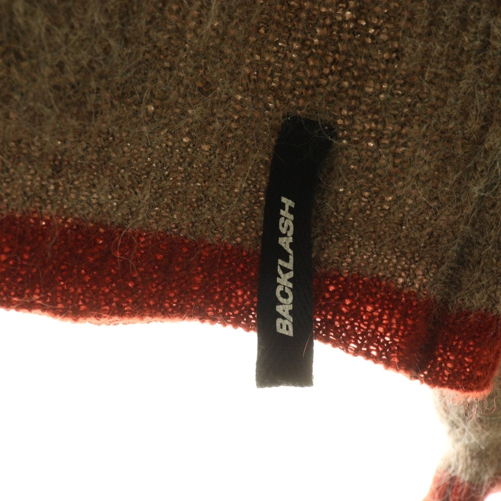 ISAMU KATAYAMA BACKLASH(イサムカタヤマバックラッシュ) モヘアニット ラインジップカーディガン ブラウン KN-775-02