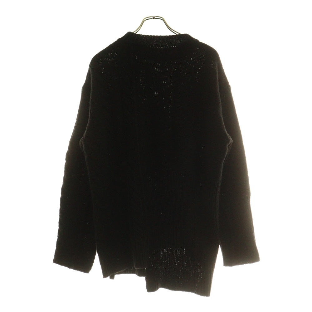 ISAMU KATAYAMA BACKLASH(イサムカタヤマバックラッシュ) パッチワーク加工 アクリル混 クルーネックウールニットセーター ブラック KN-770-01