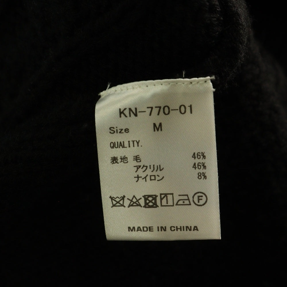 ISAMU KATAYAMA BACKLASH(イサムカタヤマバックラッシュ) パッチワーク加工 アクリル混 クルーネックウールニットセーター ブラック KN-770-01