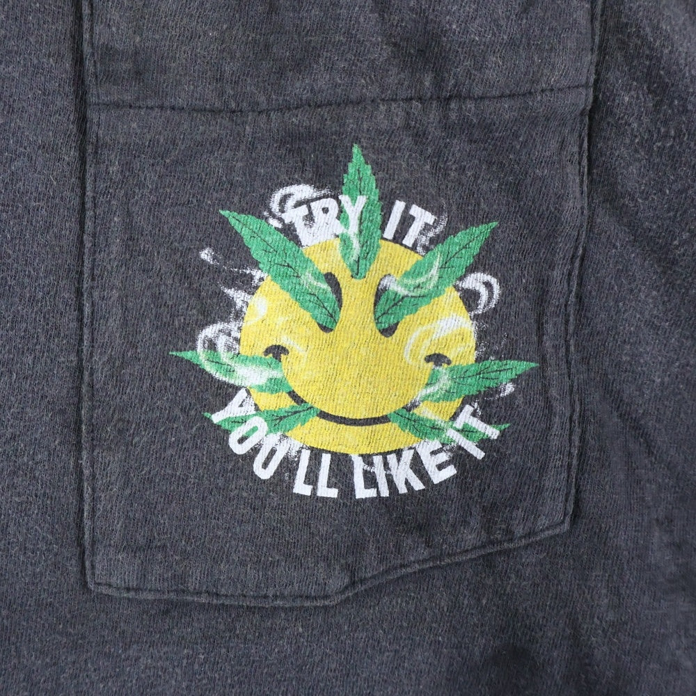 READY MADE(レディメイド) 24AW LS T-SHIRT SNAKE ダメージ加工 スネイクプリント ポケットTシャツ 長袖クルーネックカットソー ブラック RE-CO-BK-00-00-282