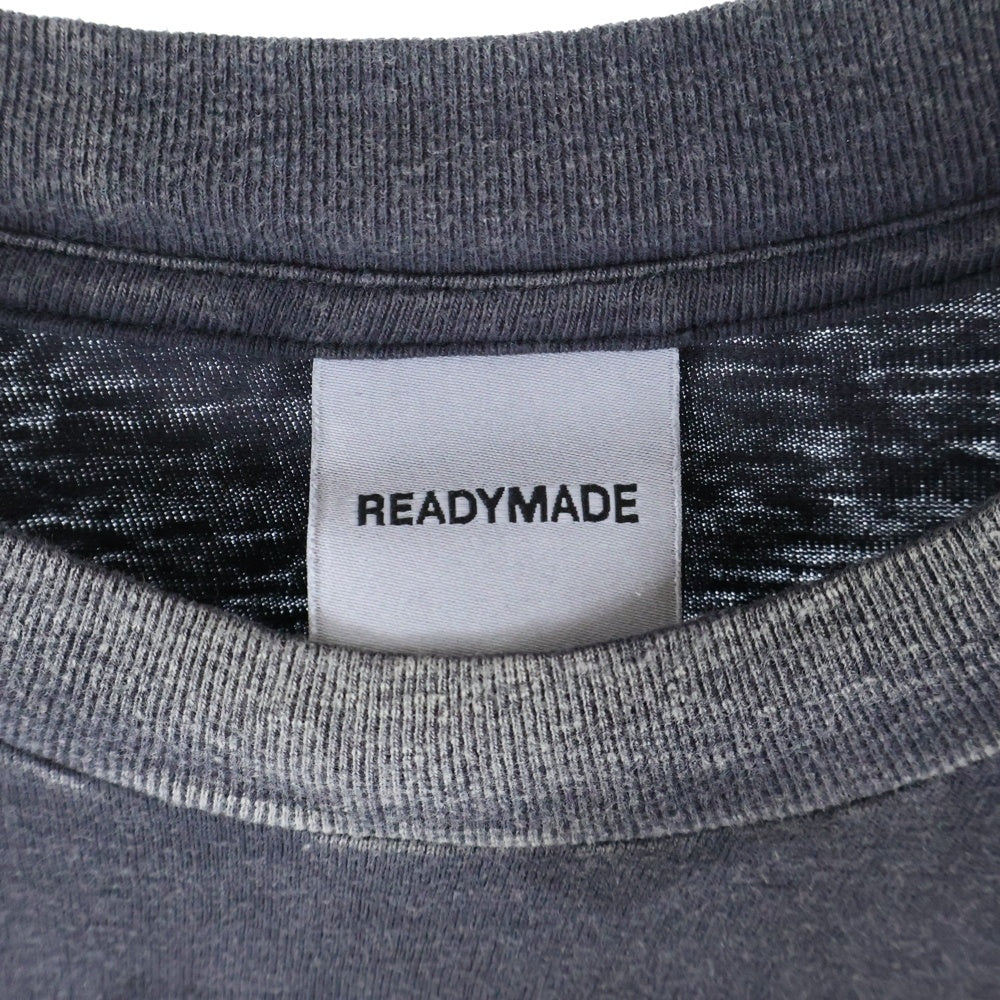 READY MADE(レディメイド) 24AW LS T-SHIRT SNAKE ダメージ加工 スネイクプリント ポケットTシャツ 長袖クルーネックカットソー ブラック RE-CO-BK-00-00-282