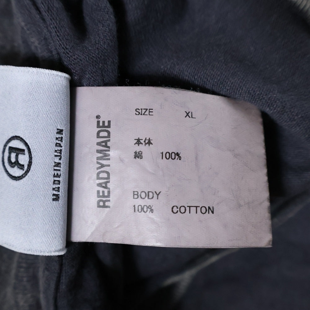 READY MADE(レディメイド) 24AW LS T-SHIRT SNAKE ダメージ加工 スネイクプリント ポケットTシャツ 長袖クルーネックカットソー ブラック RE-CO-BK-00-00-282