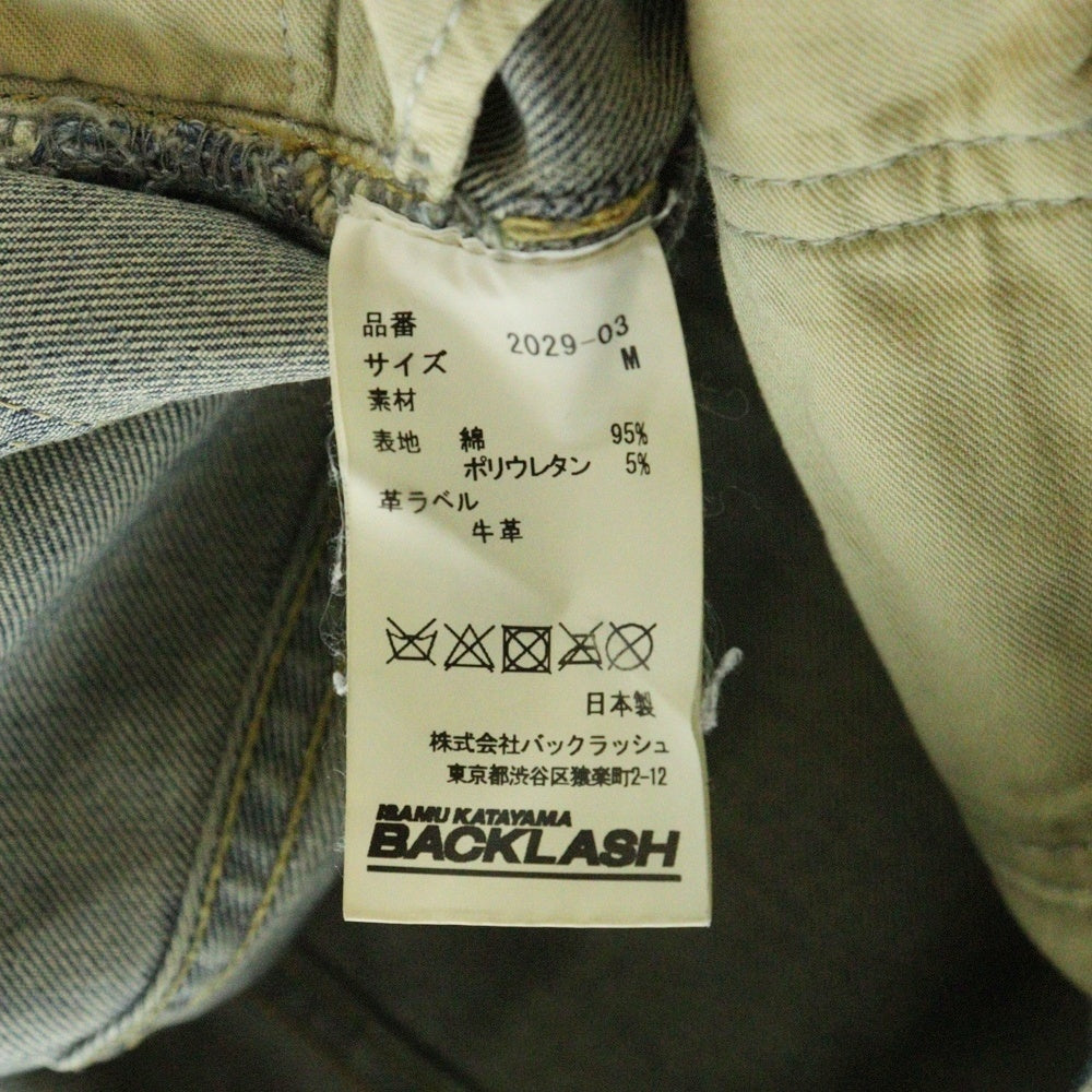 ISAMU KATAYAMA BACKLASH(イサムカタヤマバックラッシュ) 22AW 13oz STRETCH DENIM WILD BLUE YONDER FLARED レザーパッチ ボタンフライ フレアデニムパンツ インディゴ 2029-03