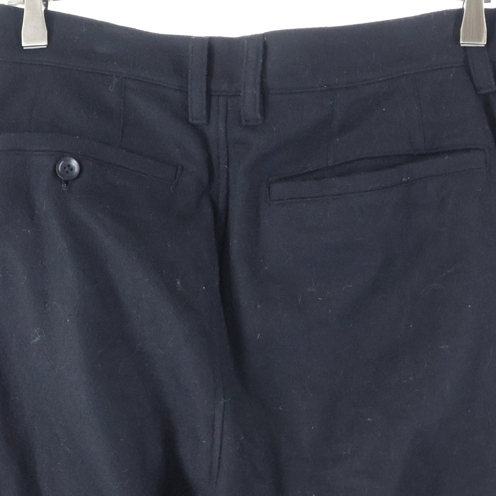 ISAMU KATAYAMA BACKLASH(イサムカタヤマバックラッシュ) WOOL FLANNEL WIDE PANTS GARMENT WASH atoウォッシュ加工 ウールフランネル ワイドパンツ スラックス ブラック 2132-02