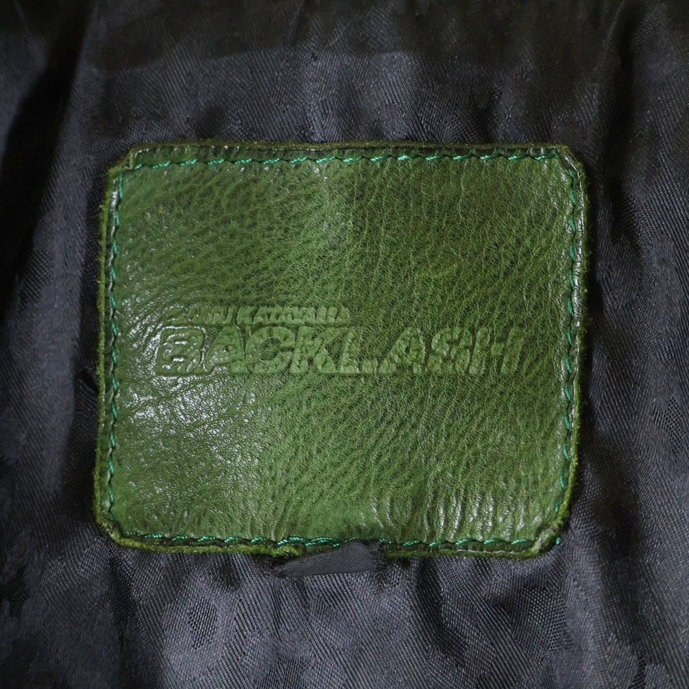 ISAMU KATAYAMA BACKLASH(イサムカタヤマバックラッシュ) 19AW JAPAN CALF FLEET WOOD ジャパンカーフ 製品染 タンニン染 ダブルライダースレザージャケット グリーン 1498-03