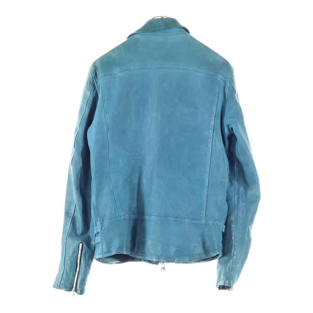 ISAMU KATAYAMA BACKLASH(イサムカタヤマバックラッシュ) JAPAN CALF NATURAL DYED GARMENT-WASH DOUBLE RIDERS ジャパンカーフ 製品染め洗い ダブルライダース レザージャケット ブルー 1927-01