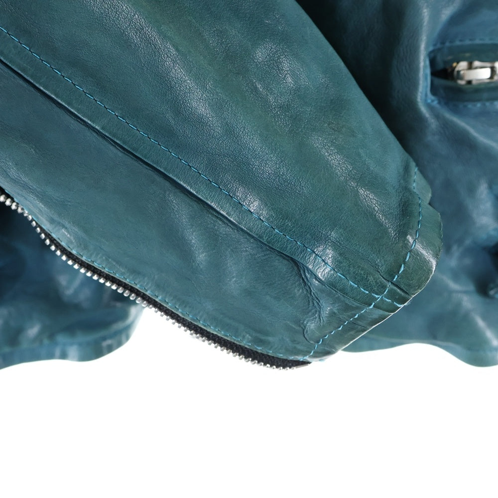 ISAMU KATAYAMA BACKLASH(イサムカタヤマバックラッシュ) JAPAN CALF NATURAL DYED GARMENT-WASH DOUBLE RIDERS ジャパンカーフ 製品染め洗い ダブルライダース レザージャケット ブルー 1927-01