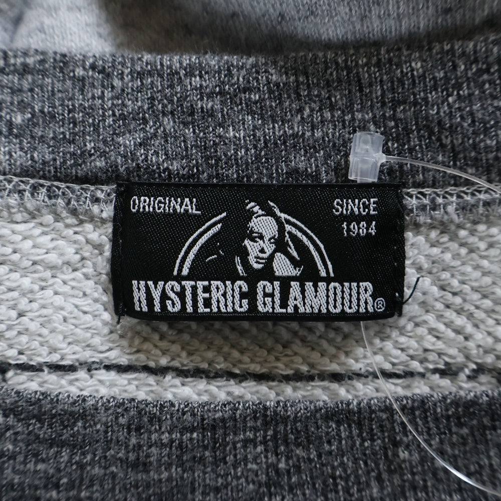 HYSTERIC GLAMOUR(ヒステリックグラマー) ウッディウッドペッカー ロゴプリント クルーネック スウェットトレーナー グレー 0153CS04