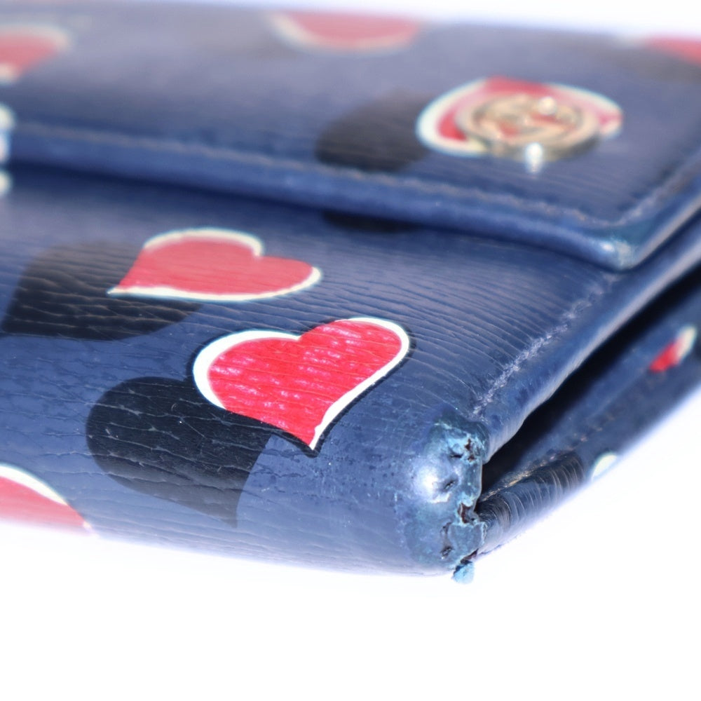 GUCCI(グッチ) ハートビートプリント コンチネンタル ロングウォレット 財布 ネイビー/レッド 309702