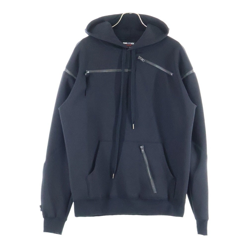 WILDSIDE YOHJI YAMAMOTO(ワイルドサイド ヨウジ ヤマモト) ×WIND AND SEA Multi Zipper Hoodie ウィンダンシー マルチジッパーデザイン プルオーバーパーカー ブラック
