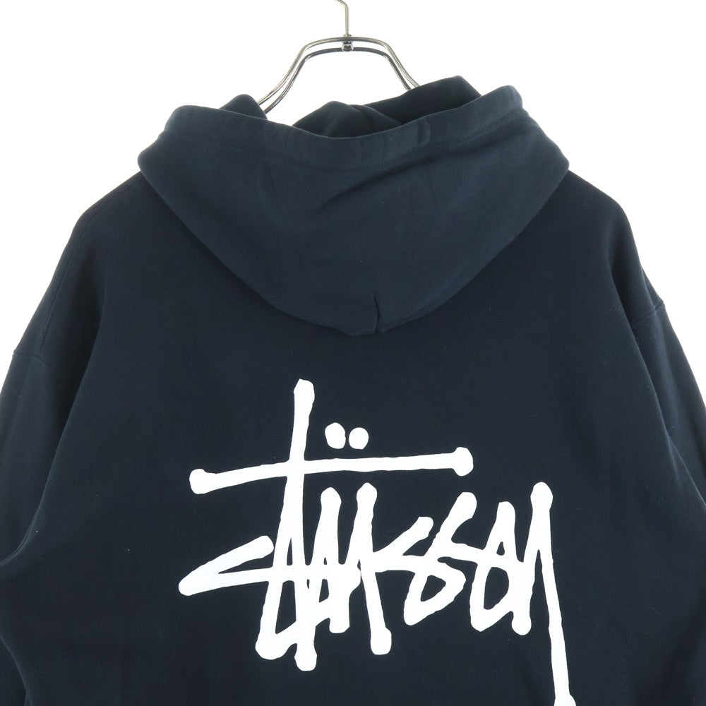 STUSSY(ステューシー) BASIC STUSSY HOODIE ベーシック 両面ロゴプリント スウェット プルオーバーパーカー ブラック 3973713