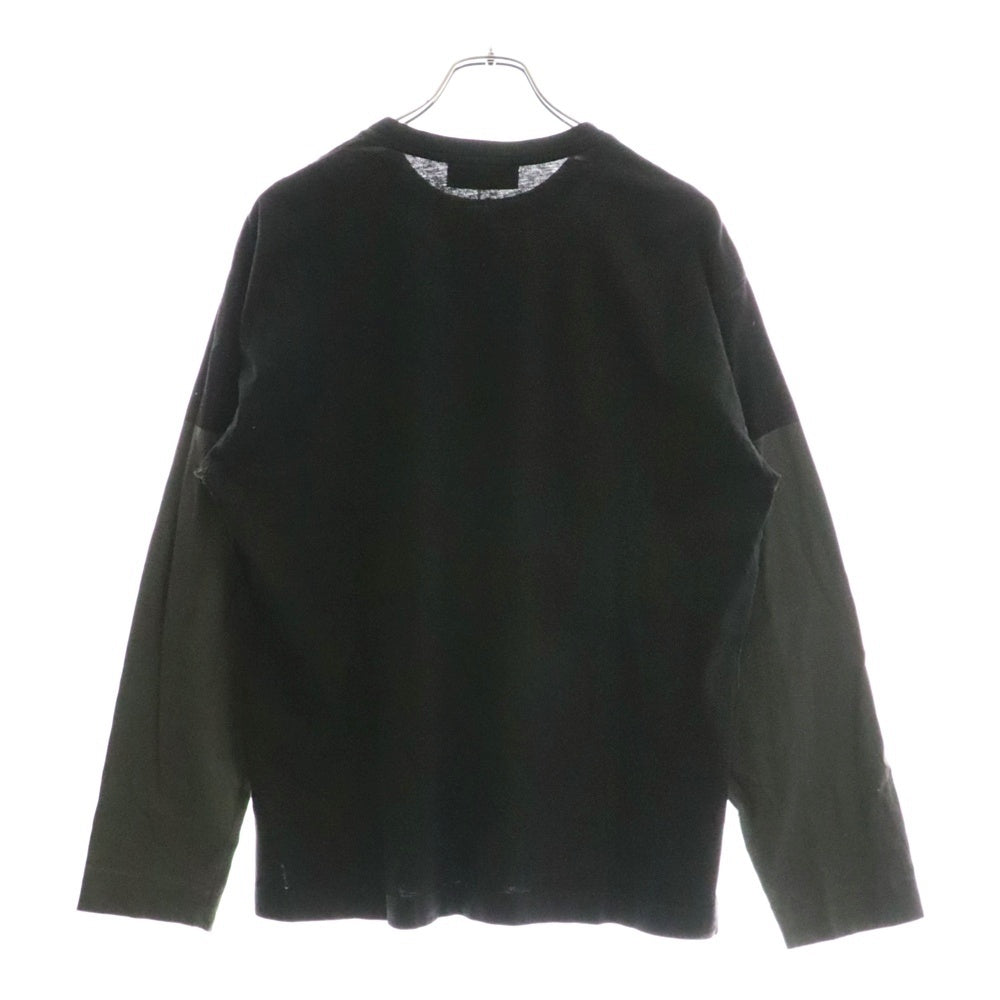 SUPREME(シュプリーム) 23AW ×STONE ISLAND L/S TEE ストーンアイランド フロントロゴデザイン クルーネック カットソー 長袖Tシャツ ブラック 7925201S6