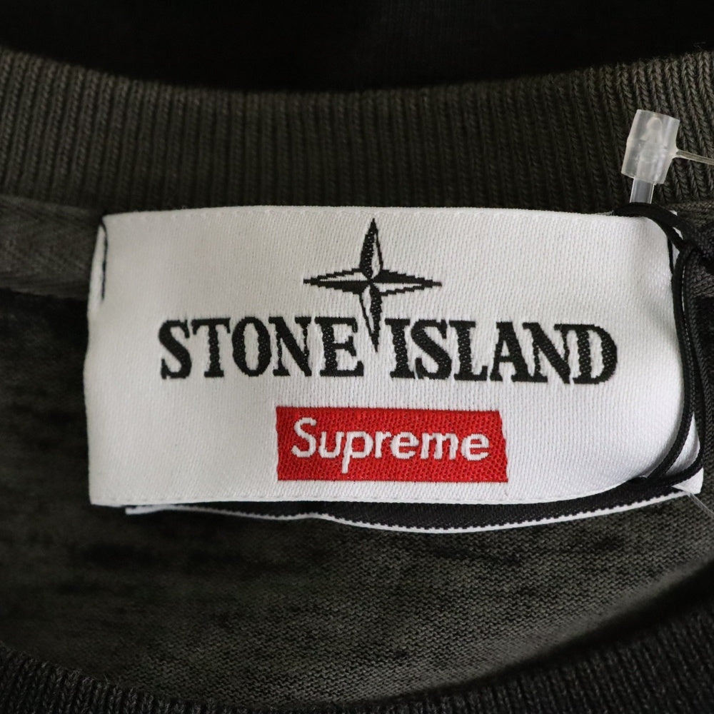 SUPREME(シュプリーム) 23AW ×STONE ISLAND L/S TEE ストーンアイランド フロントロゴデザイン クルーネック カットソー 長袖Tシャツ ブラック 7925201S6