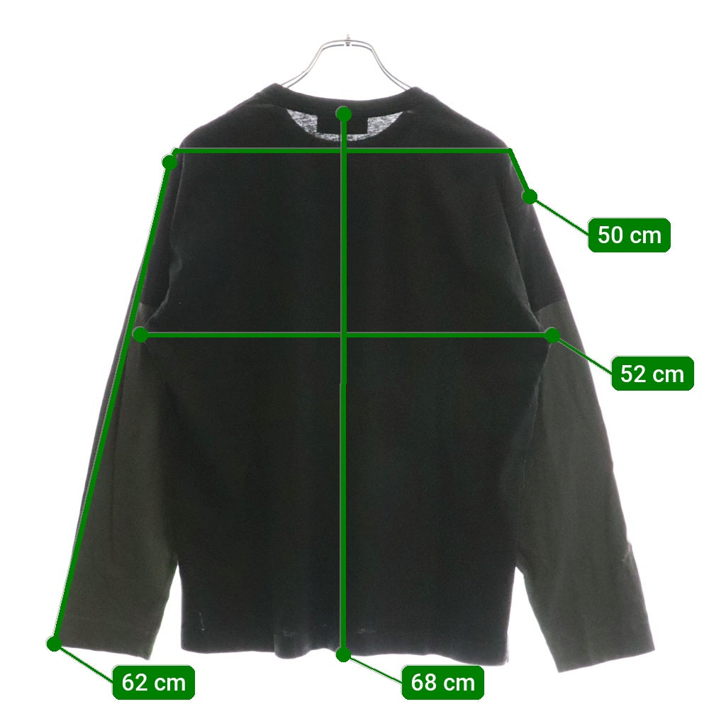 SUPREME(シュプリーム) 23AW ×STONE ISLAND L/S TEE ストーンアイランド フロントロゴデザイン クルーネック カットソー 長袖Tシャツ ブラック 7925201S6