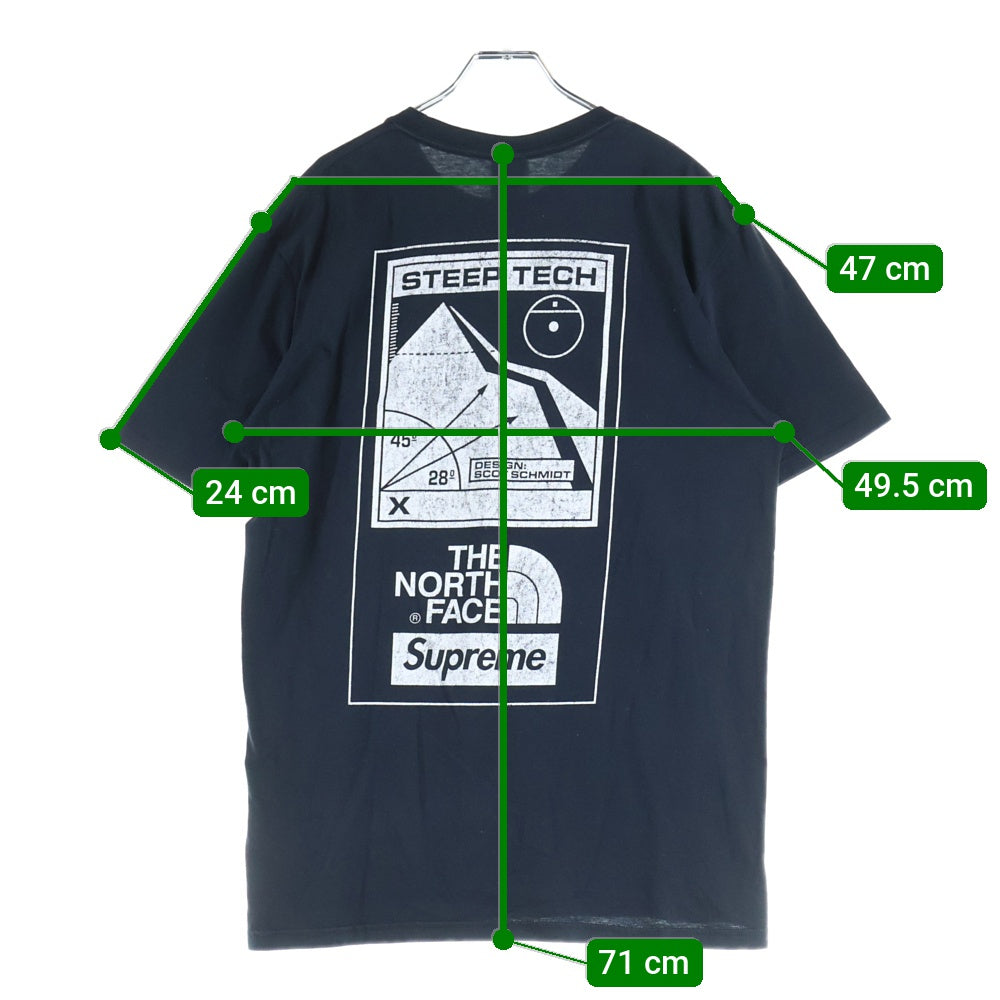 SUPREME(シュプリーム) 16SS ×THE NORTH FACE Steep Tech Tee Shirt ザノースフェイス スティープテック 両面プリントTシャツ 半袖クルーネックカットソー ブラック NT01604I