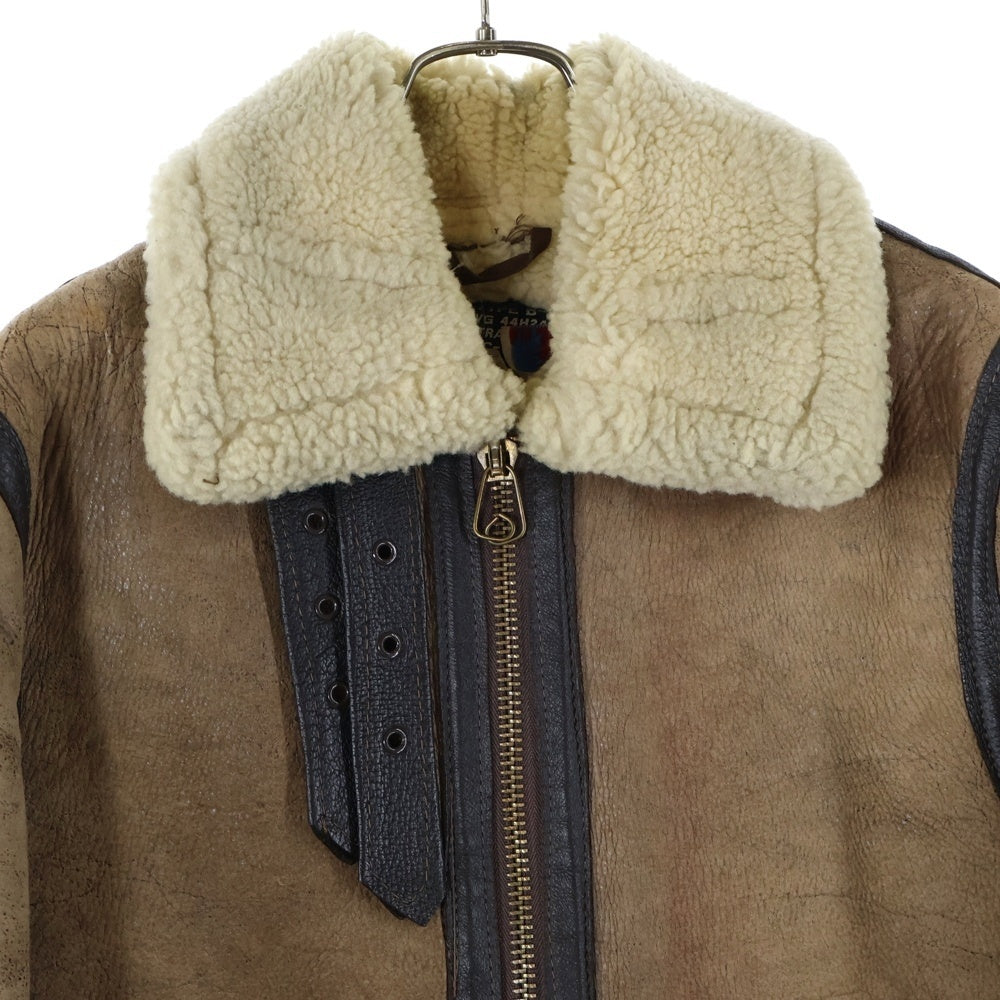 SCHOTT(ショット) B-3 ムートン レザー フライトジャケット ボア ブルゾン ブラウン AC-18606