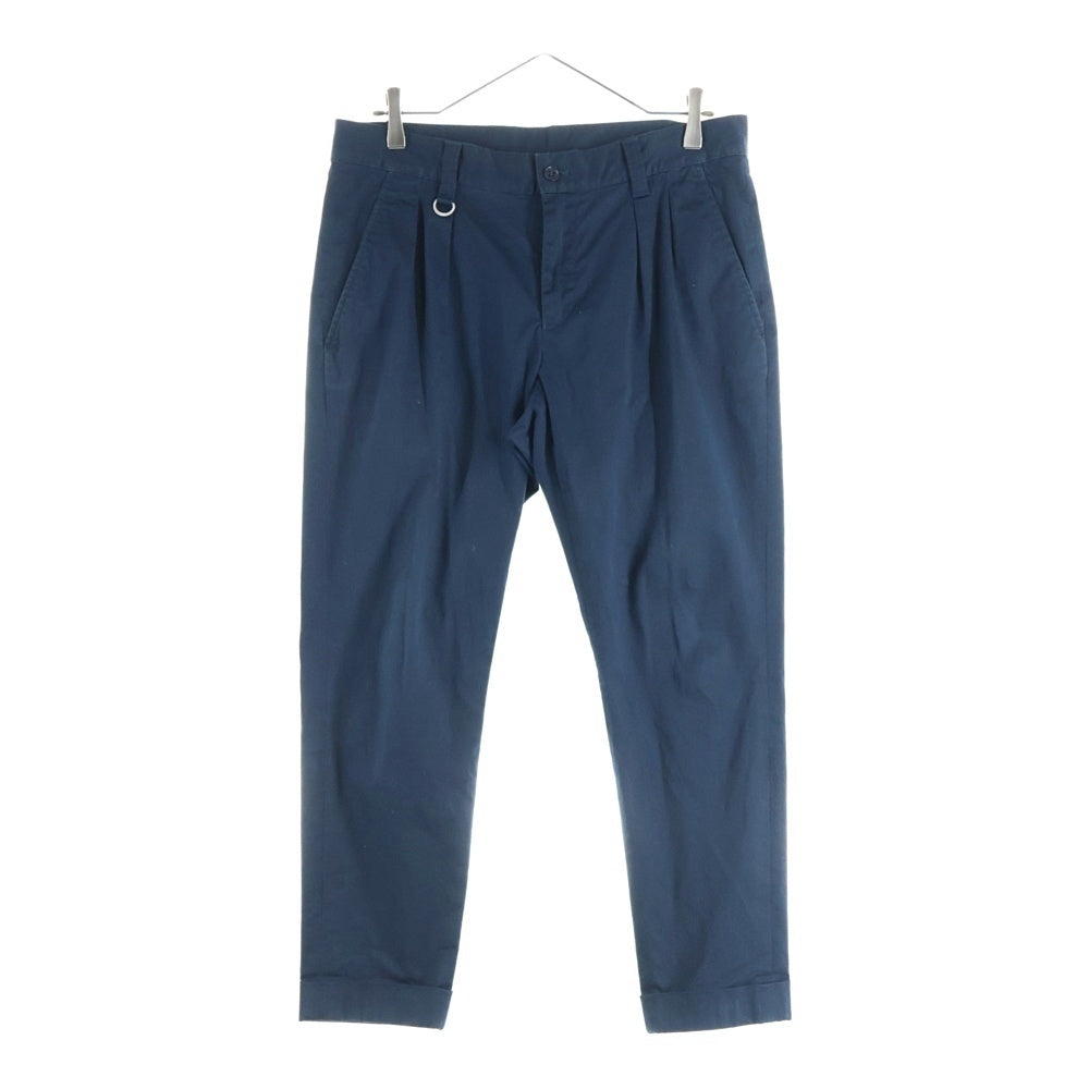 SOPHNET.(ソフネット) コットンストレッチ ツータック ストレートパンツ ネイビー SOPH-140089