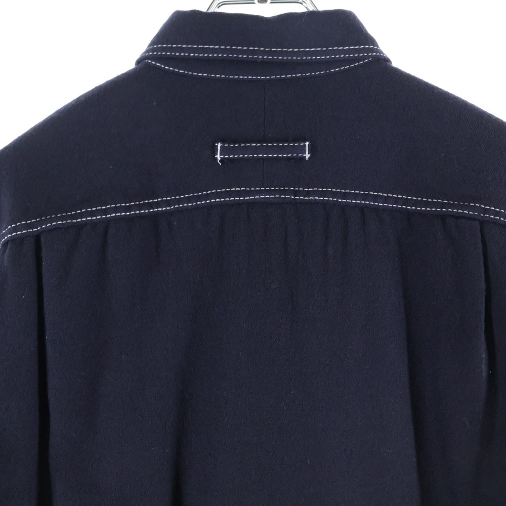 COMME des GARCONS HOMME(コムデギャルソンオム) 13AW AD2013 ステッチデザイン ウール 長袖シャツ ネイビー HL-B043