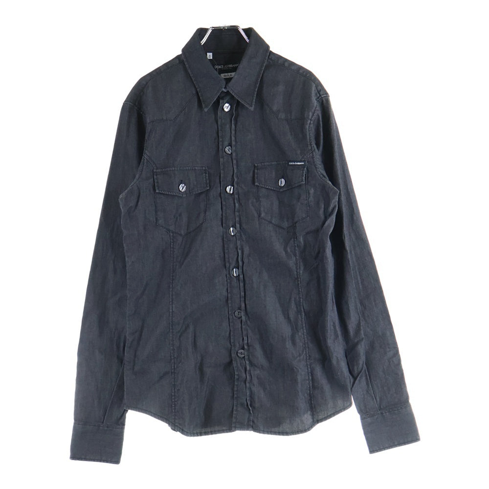 DOLCE & GABBANA(ドルチェアンドガッバーナ) 2ポケット ロングスリーブ デニムシャツ ブラック G5581D
