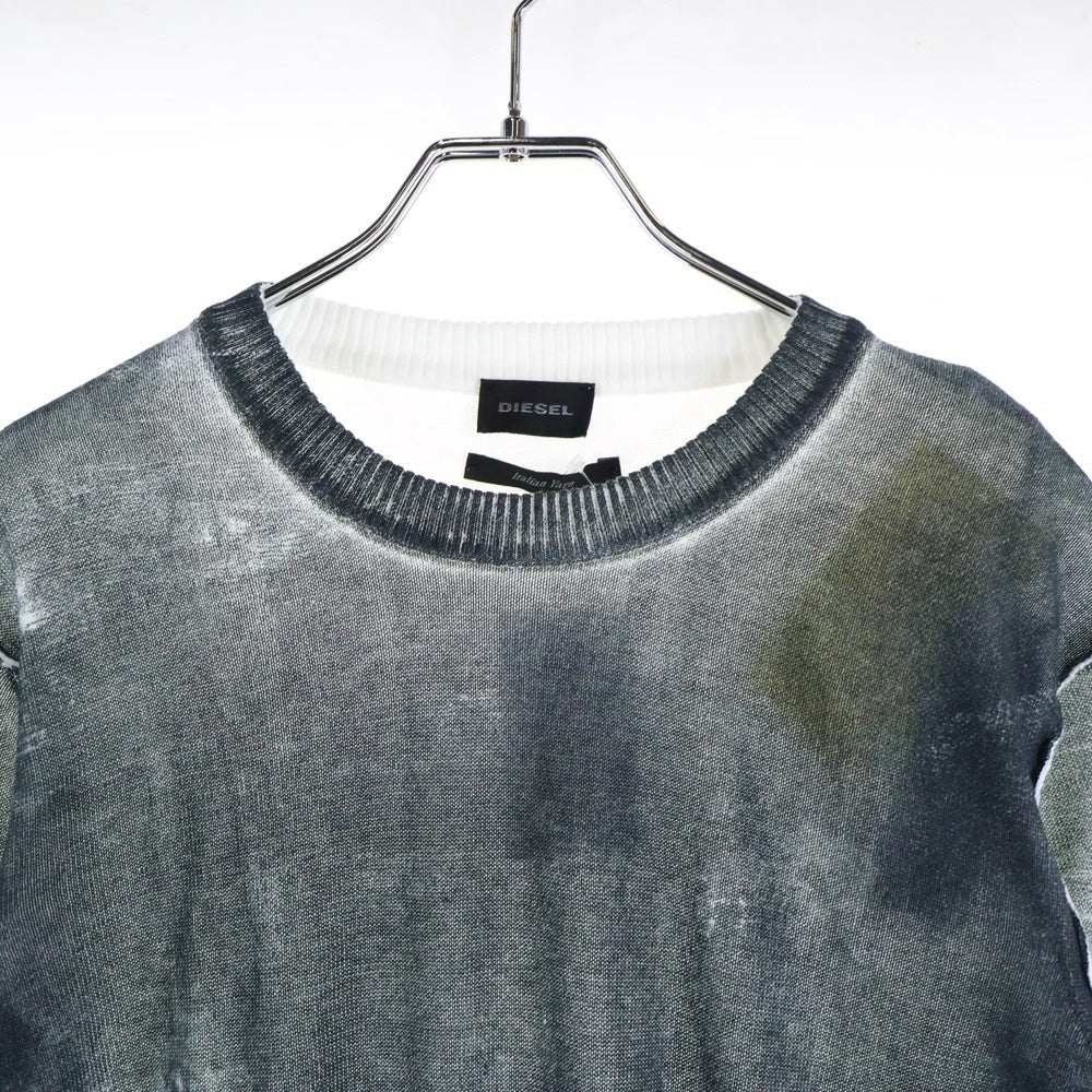 DIESEL(ディーゼル) バイカラー クルーネック長袖Tシャツ カットソー ブラック/ホワイト