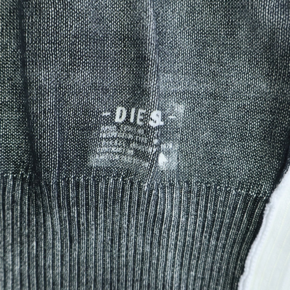 DIESEL(ディーゼル) バイカラー クルーネック長袖Tシャツ カットソー ブラック/ホワイト
