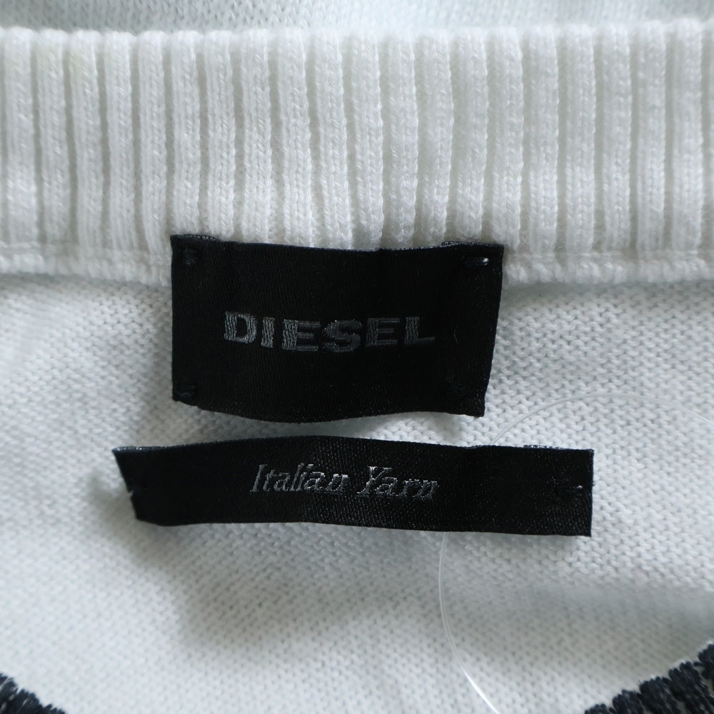 DIESEL(ディーゼル) バイカラー クルーネック長袖Tシャツ カットソー ブラック/ホワイト