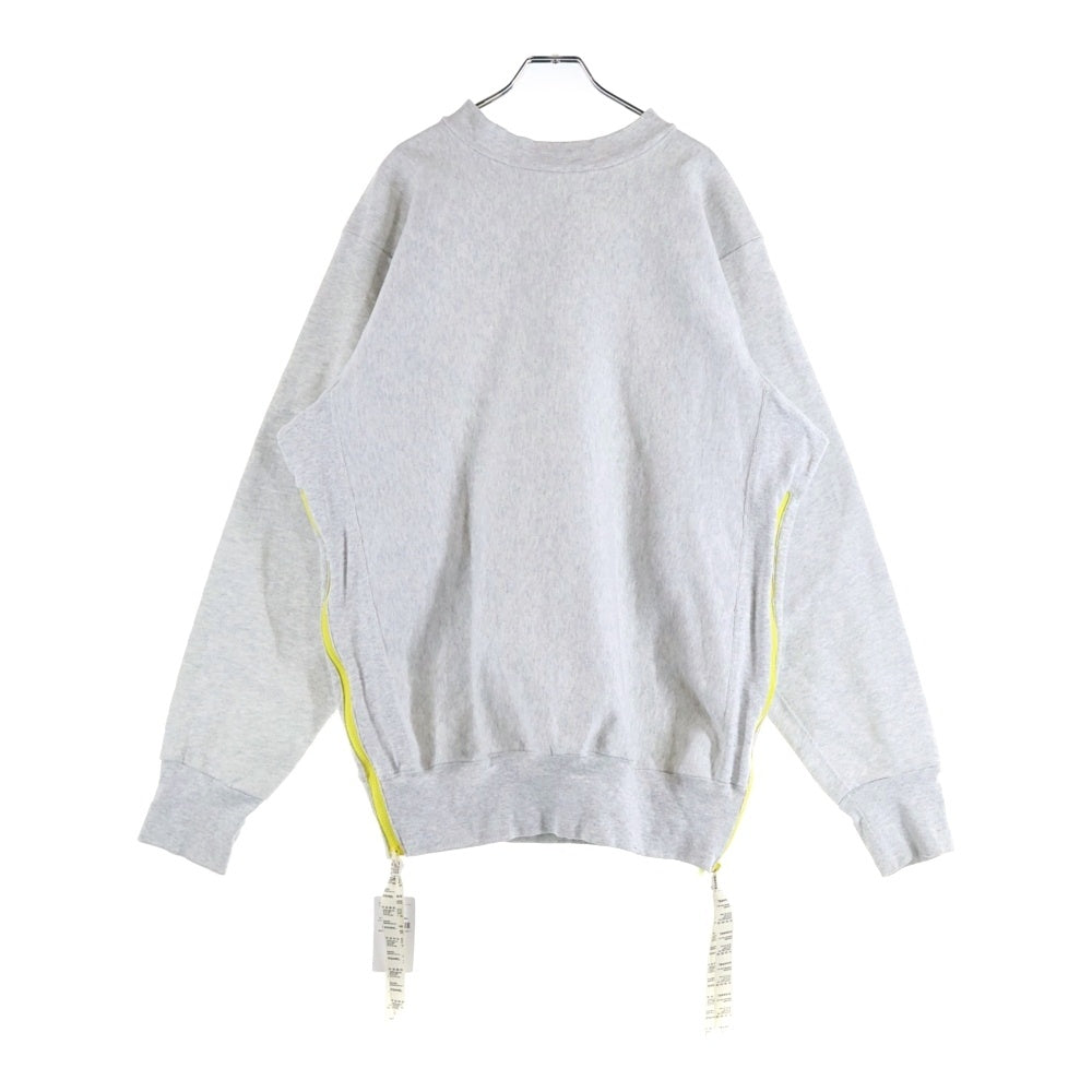 DIGAWEL(ディガウェル) サイドジッパー加工 クルーネックスウェットトレーナー グレー DWVB062