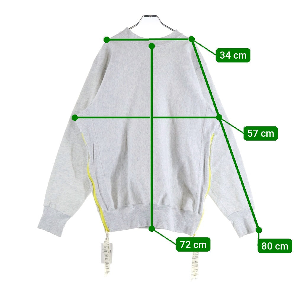 DIGAWEL(ディガウェル) サイドジッパー加工 クルーネックスウェットトレーナー グレー DWVB062