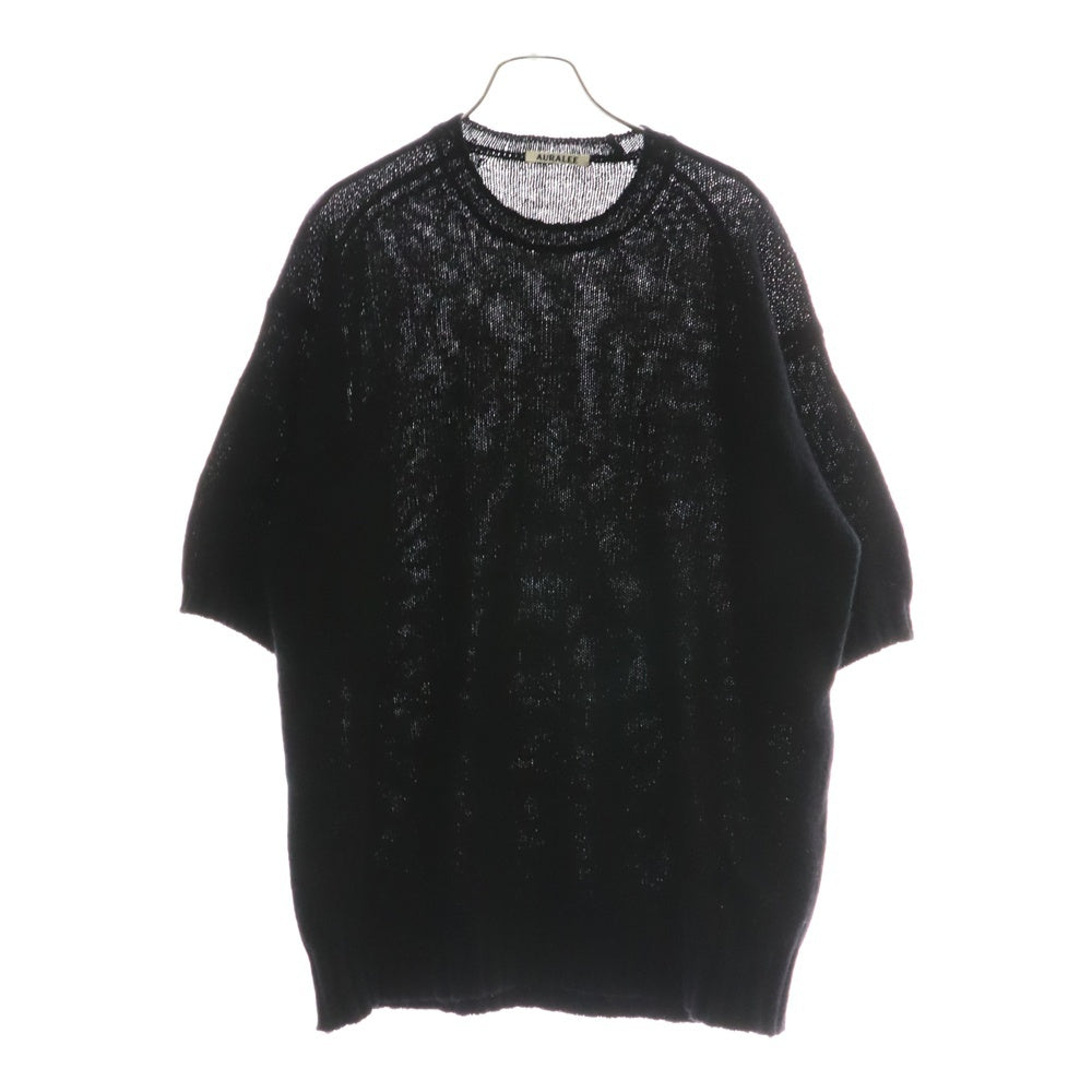 AURALEE(オーラリー) 23AW SHETLAND WOOL CASHMERE KNIT TEE カシミヤ混 半袖ウールニットTシャツ ブラック A23AT03SC