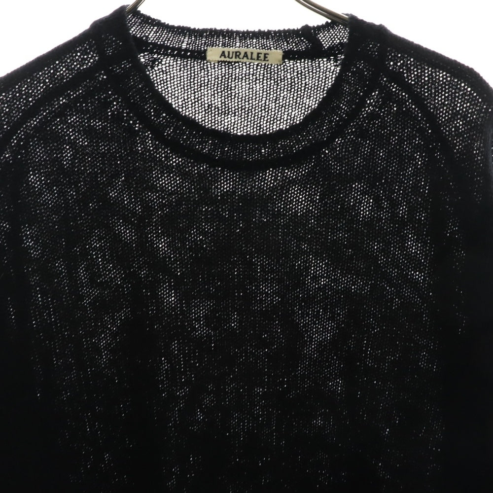AURALEE(オーラリー) 23AW SHETLAND WOOL CASHMERE KNIT TEE カシミヤ混 半袖ウールニットTシャツ ブラック A23AT03SC