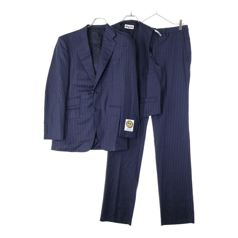 NIGOLD(ニゴールド) ストライプ柄 2B ウールテーラードジャケット スラックス セットアップスーツ ネイビー 1123-259-4563-7950