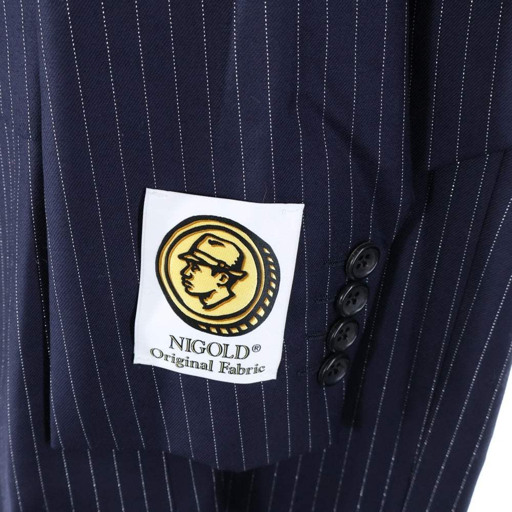 NIGOLD(ニゴールド) ストライプ柄 2B ウールテーラードジャケット スラックス セットアップスーツ ネイビー 1123-259-4563-7950