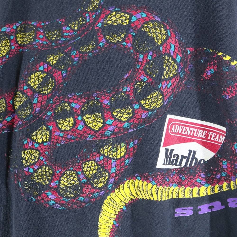 VINTAGE(ヴィンテージ) 90S VINTAGE MALBORO SNAKE PASS TEE ヴィンテージ マルボロ スネークパス バックプリント ポケットTシャツ 半袖クルーネックカットソー ブラック