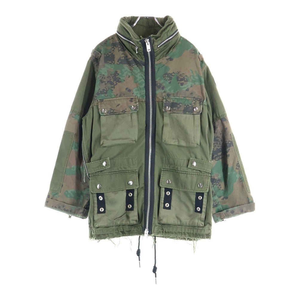 DIESEL(ディーゼル) カモフラ マルチポケット ジップアップミリタリージャケット カーキ
