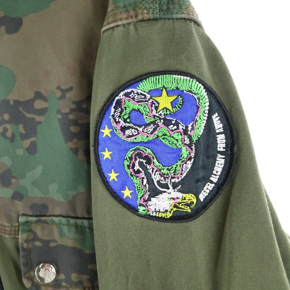 DIESEL(ディーゼル) カモフラ マルチポケット ジップアップミリタリージャケット カーキ