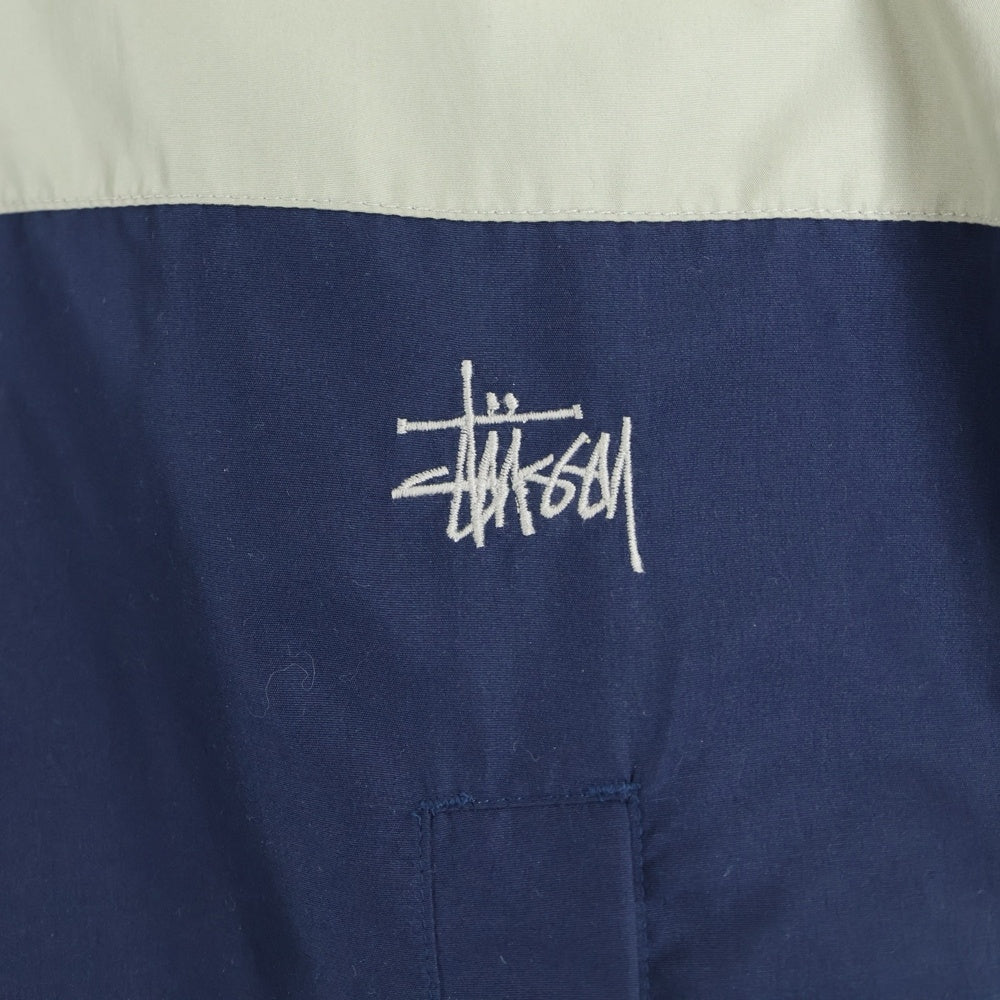 STUSSY(ステューシー) 90S VINTAGE ヴィンテージ NYLON JACKET エンブロイダリーロゴデザイン 開襟 長袖シャツ ネイビー