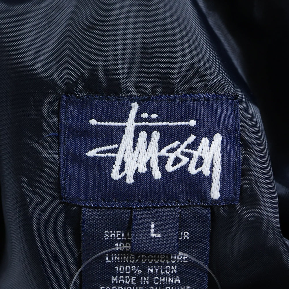STUSSY(ステューシー) 90S VINTAGE ヴィンテージ NYLON JACKET エンブロイダリーロゴデザイン 開襟 長袖シャツ ネイビー