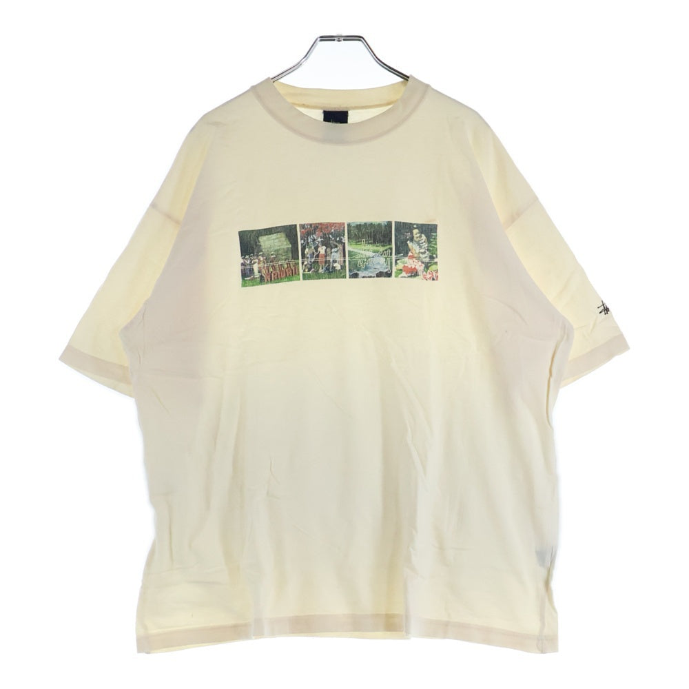 STUSSY(ステューシー) 90S VINTAGE HAWAII PRINT TEE ヴィンテージ ハワイ フロントプリント クルーネック カットソー 半袖Tシャツ ベージュ
