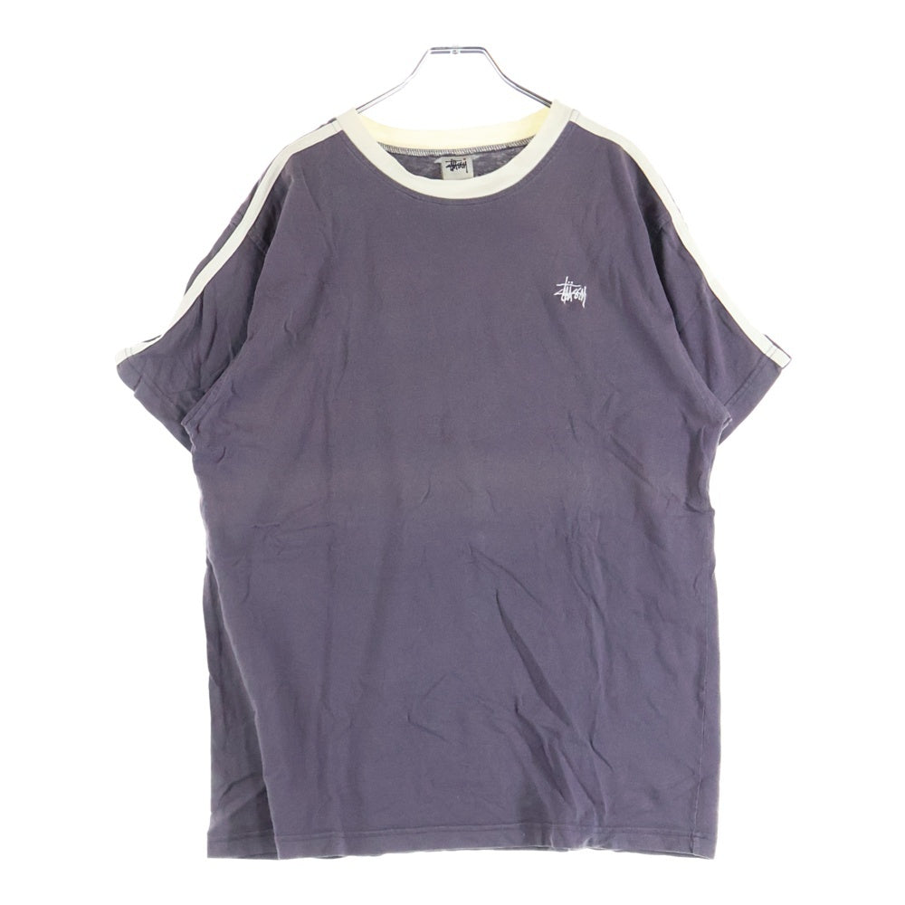 STUSSY(ステューシー) 90S VINTAGE ヴィンテージ ショルダーライン クルーネック カットソー 半袖Tシャツ パープル